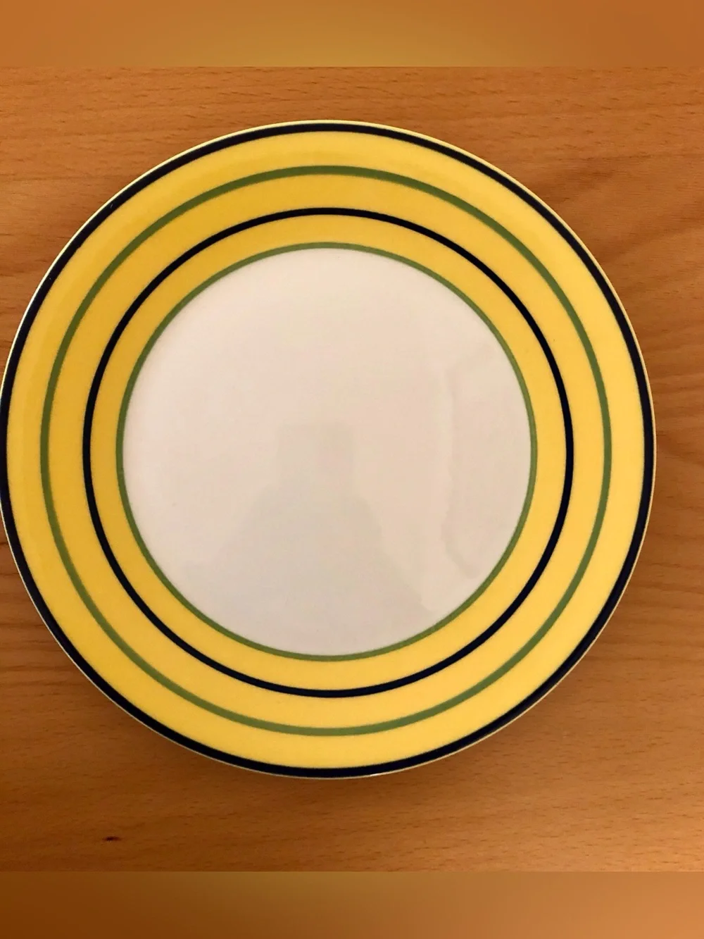 Yellow Stripe Ceramic Dinner Plates - Set of 3